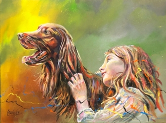 1824A UN ANGE SON CHIEN, PORTRAIT